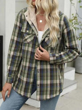 Load image into Gallery viewer, Plaid Snap Down Plush Hooded Jacket Soft & Warm Women Outerwear Cozy And Comfortable Jacket