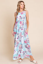 将图片加载到图库查看器,New Floral Round Neck Sleeveless Maxi Dress with Pockets For Women – Elegant Floral Print Dress with Flowing Silhouette and Functional Pockets
