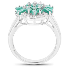 Load image into Gallery viewer, 2.74 Carat Genuine Emerald and White Topaz .925 Sterling Silver Ring