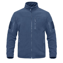 将图片加载到图库查看器,Dark Blue Warm Multi-Pockets Outdoor Tactical Fleece Jacket Soft Unique Style Jacket Work Coats Men's Windbreaker Jacket Sport Hiking Coat For Winter And Autumn