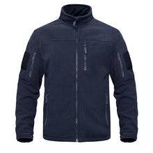 将图片加载到图库查看器,Dark Blue Warm Multi-Pockets Outdoor Tactical Fleece Jacket Soft Unique Style Jacket Work Coats Men's Windbreaker Jacket Sport Hiking Coat For Winter And Autumn