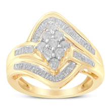Load image into Gallery viewer, 10K Yellow Gold Diamond Bypass Cluster Ring (1 Cttw, I-J Color, I2-I3 Clarity) - Size 7