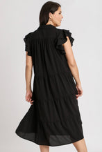 Load image into Gallery viewer, Black Full Size Ruffle Cap Sleeve Dress Plus Size Elegance Women Luxury Dress