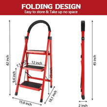 Load image into Gallery viewer, Folding 3/4-Step Ladder β Portable Steel Step Stool, Anti-Slip