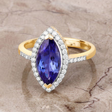 Load image into Gallery viewer, 2.33 Carat Genuine Tanzanite and White Diamond 14K Yellow Gold Ring