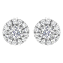 Load image into Gallery viewer, 14k White Gold 1 cttw Diamond Halo Stud Earrings (I-J Clarity, I1-I2 Color)