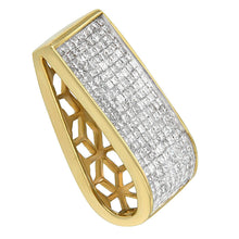 Load image into Gallery viewer, 14K Yellow Gold Princess Cut Diamond Block Pendant Necklace (2 5/8 cttw, H-I Color, SI2-I1 Clarity)