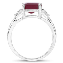 将图片加载到图库查看器,4.49 Carat Glass Filled Ruby and White Topaz .925 Sterling Silver Ring