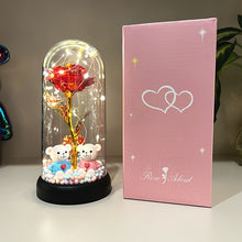 Load image into Gallery viewer, 1pc Glow-in-the-Dark Rose Flower Decoration with LED-like Glow - Elegant Tabletop Centerpiece in Clear Dome, Battery-Powered (AAA Not Included) - Perfect Gift for Valentine's, Mother'S Day, Weddings, Birthdays, Christmas - Wo