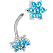将图片加载到图库查看器,Clear Aqua Gem Double Star Reversible Double Mount Belly Ring