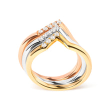 Load image into Gallery viewer, 14K Gold 1/4 Cttw Diamond Geometrical Chevron V Stackable Band Ring Set (G-H Color, SI1-SI2 Clarity) - Size 7