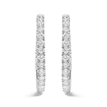 将图片加载到图库查看器,14K White Gold 5.00 Cttw Lab Grown Diamond Inside Out Hoop Earrings (F-G Color, VS1-VS2 Clarity)