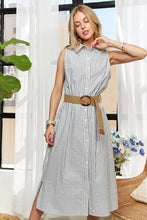 Load image into Gallery viewer, New Striped Button Down Sleeveless Midi Dress For Women β Classic, Elegant, Stylish, Chic, Timeless Striped Midi Dress For Any Occasion