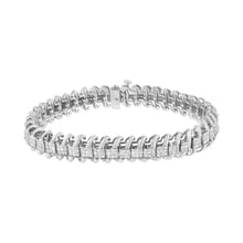 将图片加载到图库查看器,14K White Gold 5.0 Cttw Princess Cut Diamond 7" Invisible Set Wavy S-Link Tennis Bracelet (G-H Color, SI1-SI2 Clarity)