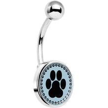 将图片加载到图库查看器,Black on Blue Paw Print Belly Ring