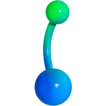 Load image into Gallery viewer, 14G 3/8 Color Plated Blue Green Fade Belly Ring