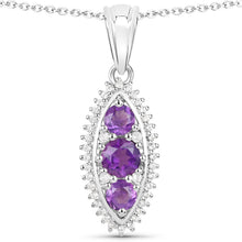 Load image into Gallery viewer, 3.60 Carat Genuine Amethyst and White Topaz .925 Sterling Silver 3 Piece Jewelry Set (Ring, Earrings, and Pendant w/ Chain)