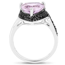 将图片加载到图库查看器,3.53 Carat Genuine Pink Amethyst and Black Spinel .925 Sterling Silver Ring