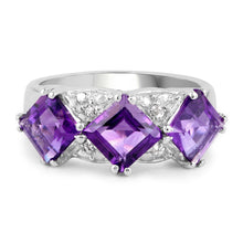 Load image into Gallery viewer, 3.09 Carat Genuine Amethyst and White Topaz .925 Sterling Silver Ring