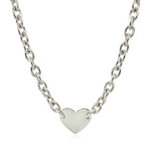 Load image into Gallery viewer, Sterling Silver Rhodium Plated Chain Bracelet with a Flat Heart Motif Station