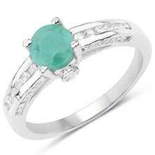 Load image into Gallery viewer, 1.22 Carat Genuine Emerald and White Topaz .925 Sterling Silver Ring