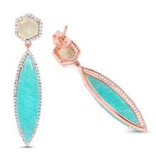 Load image into Gallery viewer, 14K Rose Gold Plated 17.14 Carat Genuine Amazonite, Prehnite And White Topaz .925 Sterling Silver Earrings