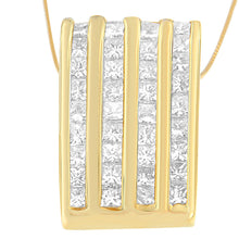 Load image into Gallery viewer, 14K Yellow Gold 2 1/3 cttw Princess Cut Diamond Block Pendant Necklace (H-I, SI1-SI2)
