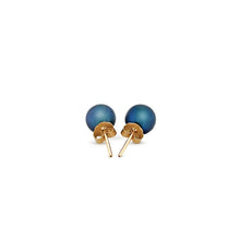 Load image into Gallery viewer, 14k Yellow Gold Cultured Black Pearl Stud Earrings (7.0 mm)