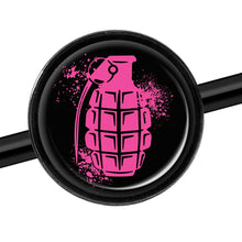 将图片加载到图库查看器,14G Pink Grenade Black Industrial Barbell 37mm