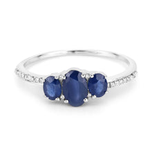 Load image into Gallery viewer, 0.98 Carat Genuine Blue Sapphire and White Diamond 14K White Gold Ring