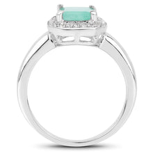 Load image into Gallery viewer, 1.73 Carat Genuine Emerald & White Topaz .925 Sterling Silver Ring