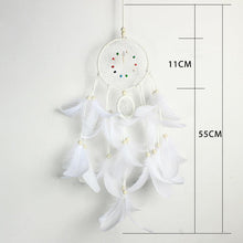 将图片加载到图库查看器,Decoration Home Dream Catchers Hanging Wall Decor Art Pendant Handmade Traditional White Cloud Dream Catcher With Led String Lights Wall Hanging Kids Room Decor Nursery Wall Art Ornament Decor Craft Gift Cute Wind Chimes National Feather Kids Girls