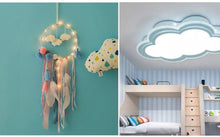 将图片加载到图库查看器,Decoration Home Dream Catchers Hanging Wall Decor Art Pendant Handmade Traditional White Cloud Dream Catcher With Led String Lights Wall Hanging Kids Room Decor Nursery Wall Art Ornament Decor Craft Gift Cute Wind Chimes National Feather Kids Girls