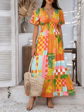 Load image into Gallery viewer, Elegant Printed V-Neck Short Sleeve Maxi Dress Beautiful Casual Women Long Dress