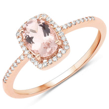 Load image into Gallery viewer, 0.82 Carat Genuine Morganite and White Diamond 14K Rose Gold Ring