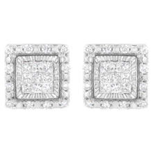 Load image into Gallery viewer, 10K White Gold 1/2 cttw Invisible Set Princess-Cut Diamond Square Stud Earring (I-J Color, I1-I2 Clarity)