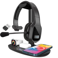 Load image into Gallery viewer, Delton 20X Bluetooth Headset & 3 in 1 Wireless Charging Station with Headset Holder