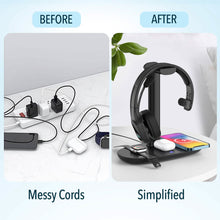 Load image into Gallery viewer, Delton 20X Bluetooth Headset & 3 in 1 Wireless Charging Station with Headset Holder