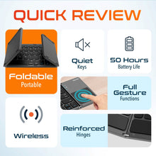 Load image into Gallery viewer, Delton F75 Bluetooth Keyboard with Sensitive Touchpad, Portable & Folding Design, Rechargeable Wireless Keyboard, Compatible with PC/Laptop, iMac, Tablets, Smartphones and More - Black