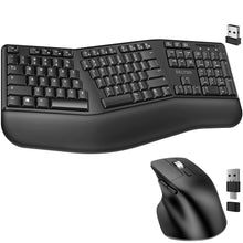 将图片加载到图库查看器,Delton G18 Ergonomic Wireless Keyboard and Mouse, Split Keyboard with Wrist Support & Ergonomic Wireless Mouse, 2.4G Auto Pair USB Dongle for Computer, Laptop, Mac, Chromebook & Tablets - Black