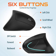 Load image into Gallery viewer, Delton S12 Ergonomic Vertical Rechargeable Wireless Mouse with Auto Pair USB Dongle