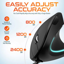 Load image into Gallery viewer, Delton S12 Ergonomic Vertical Wired Mouse Computer Pointing Device