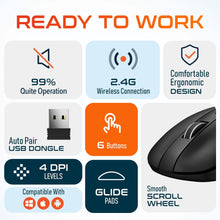 Load image into Gallery viewer, Delton S8 Ergonomic Optical Wireless Mouse Computer Pointing Device with Auto Pair USB Dongle