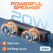 Load image into Gallery viewer, Delton SB200 Bluetooth Soundbar - 20W Dual-Powered Hi-Fi Stereo Computer Speaker with Rich Bass