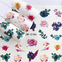 Load image into Gallery viewer, Designer Water Transfer Tips Nail Art Pink Rose Flower Sticker Decals Women Beauty Wedding Nails Love Nail Art Decoration Pop Art Nail Stickers Sexy Girl Designs Comics Water Transfer Decals Manicure DIY Lips Nail Art Decorations Slider Nail Art Stickers