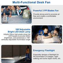将图片加载到图库查看器,Desk Cooling Fan with 180 Degree Adjustable LED Lamp