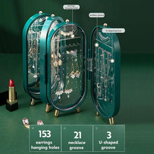 将图片加载到图库查看器,Desktop Jewelry Storage Box Multilayer Dustproof Earrings Rings Necklaces Display Holder Case for Women Jewelry Organizer Box Collapsible Earring Holder Jewelry Organizer Box with Mirror Earring Necklace Jewelry Box Organizer