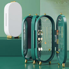 将图片加载到图库查看器,Desktop Jewelry Storage Box Multilayer Dustproof Earrings Rings Necklaces Display Holder Case for Women Jewelry Organizer Box Collapsible Earring Holder Jewelry Organizer Box with Mirror Earring Necklace Jewelry Box Organizer