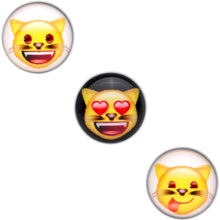 Load image into Gallery viewer, 5/8 Licensed Cat Face emoji Tongue Ring Set of 3