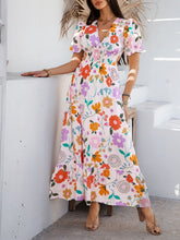 Load image into Gallery viewer, Elegant Printed V-Neck Short Sleeve Maxi Dress Beautiful Casual Women Long Dress